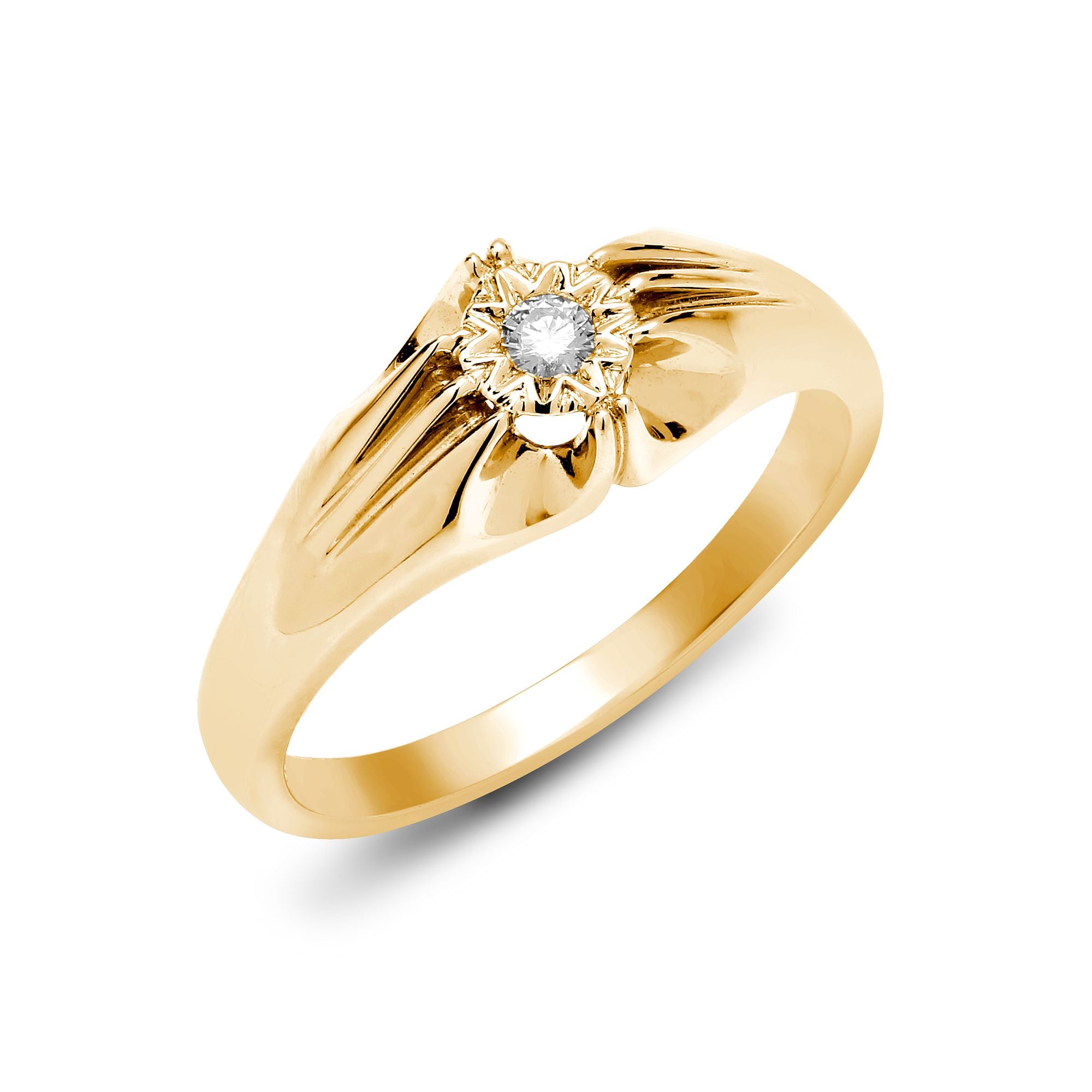 9R523 | 9ct Yellow Gold Gents Natural Diamond Ring