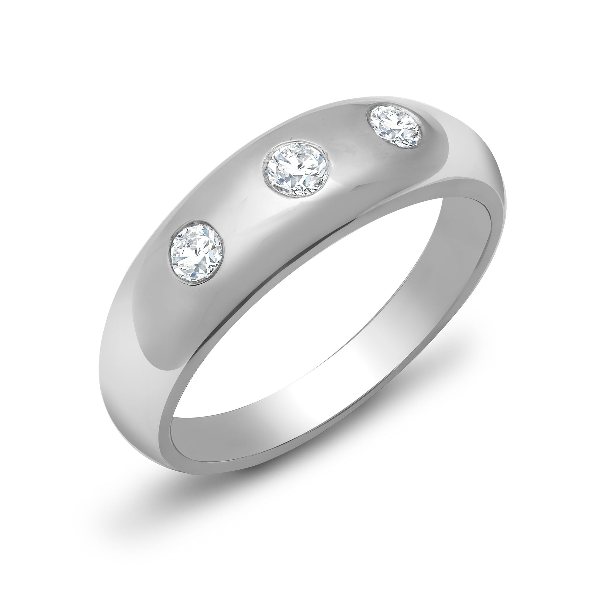 9R531 | 9ct White Gold Gents 3 Stone Natural Diamond Ring