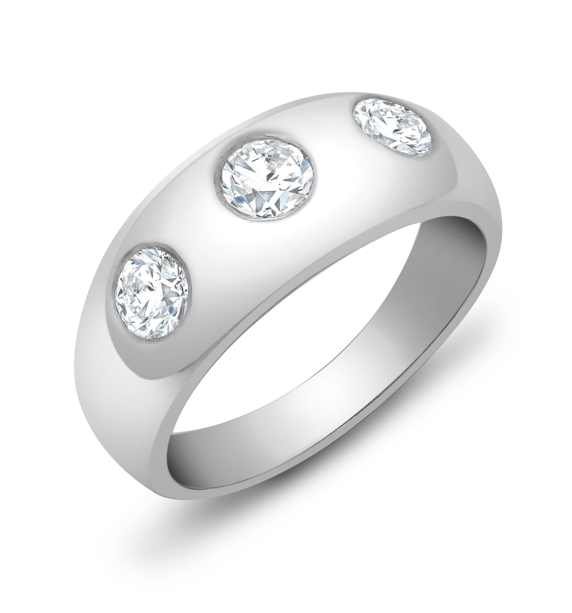 9R533 | 9ct White Gold Gents 3 Stone Natural Diamond Ring