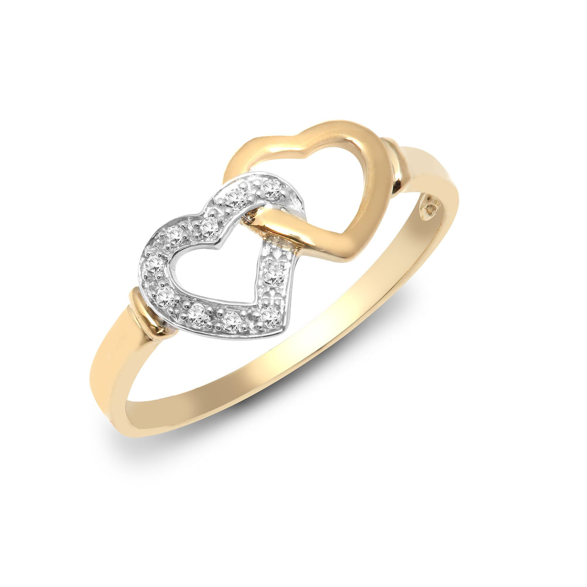 9ct Yellow Gold Natural Diamond Heart Ring