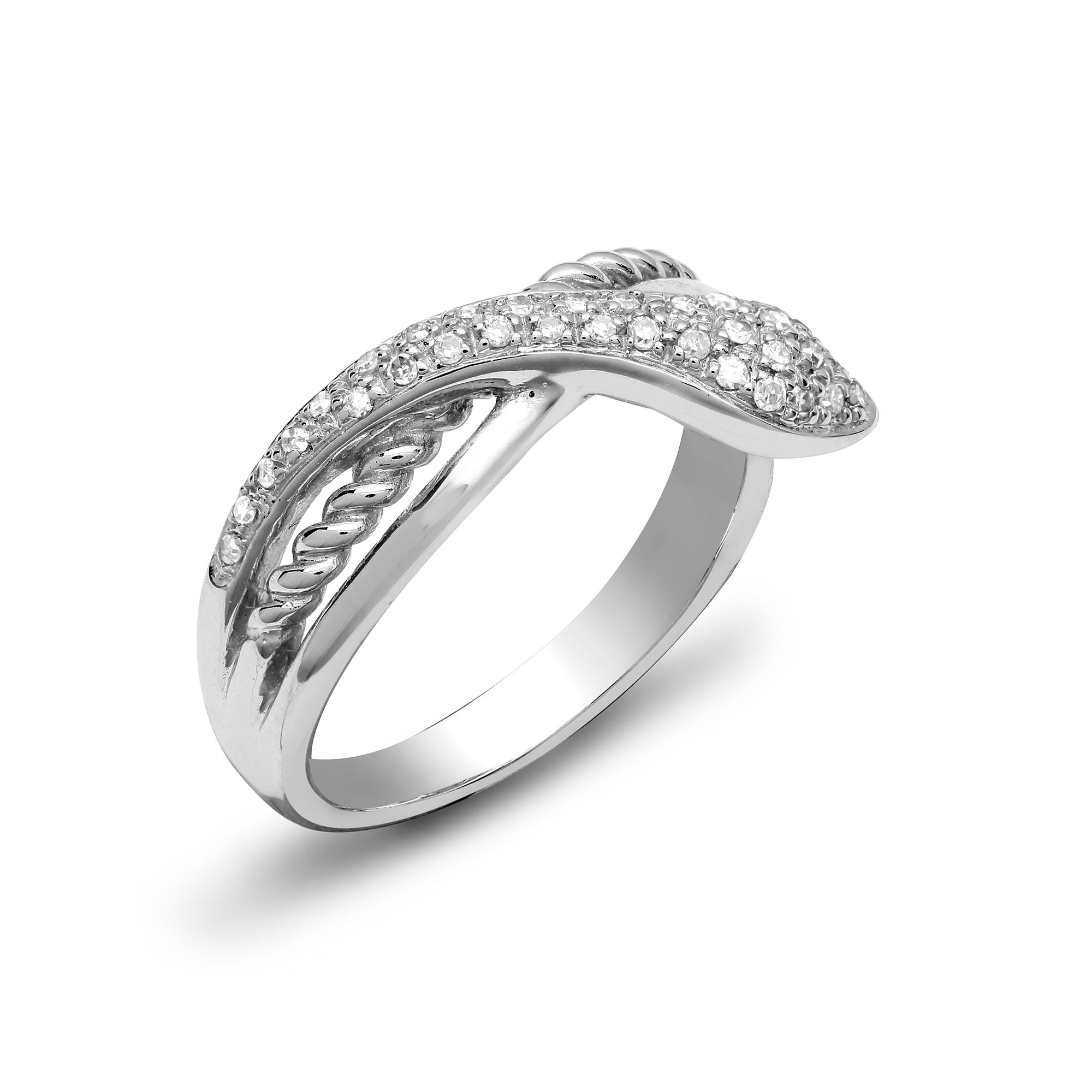 9R542 | 9ct White Gold Natural Diamond Snake Ring