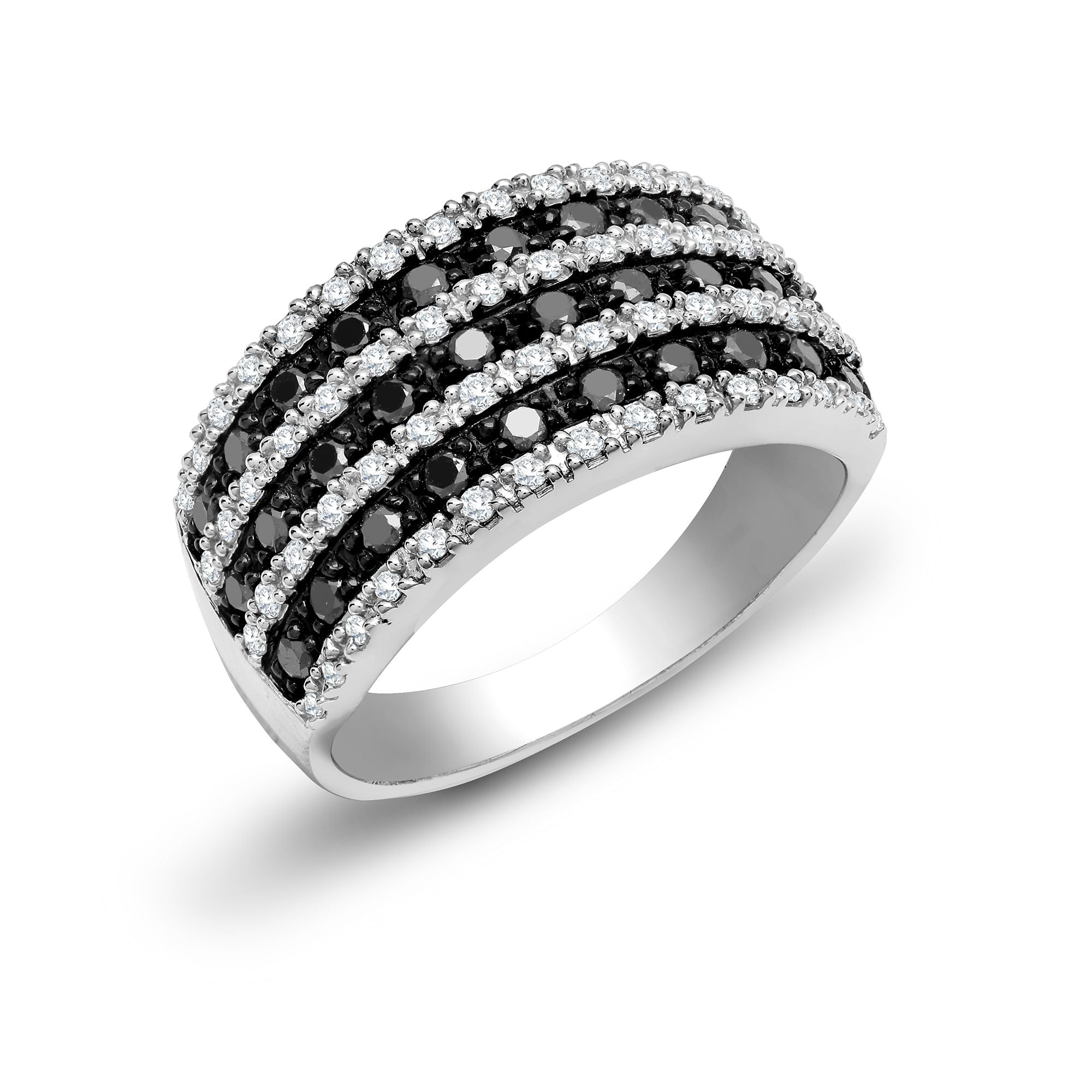 9R554 | 9ct White Gold Natural Diamond And Black Natural Diamond Ring