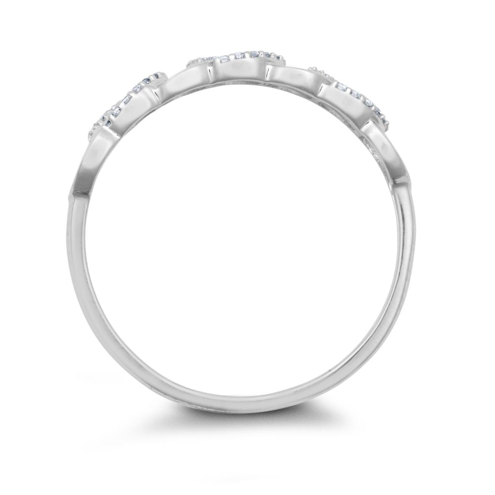 9R645 | 9ct White Gold 0.06cts Natural Diamond Interlinked Circle Ring