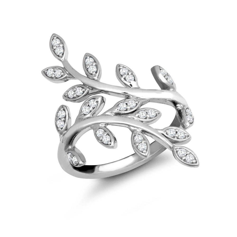 9R649 | 9ct White Gold 0.25cts Natural Diamond Leaf Ring