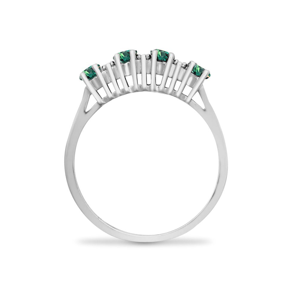 9R650 | 9ct White Gold Natural Diamond And Emerald Ring