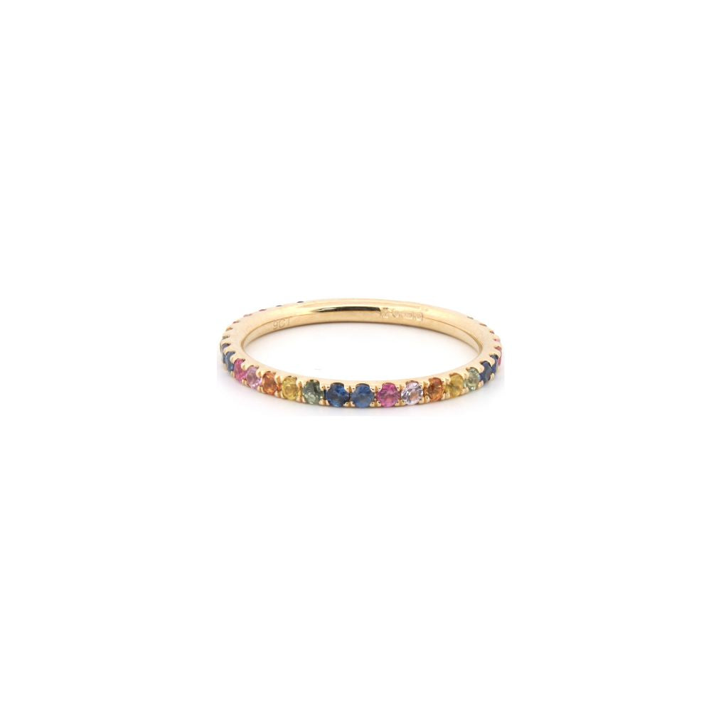 9R676 | 9ct Yellow 0.68ct Rainbow Saph 3/4 ET Ring