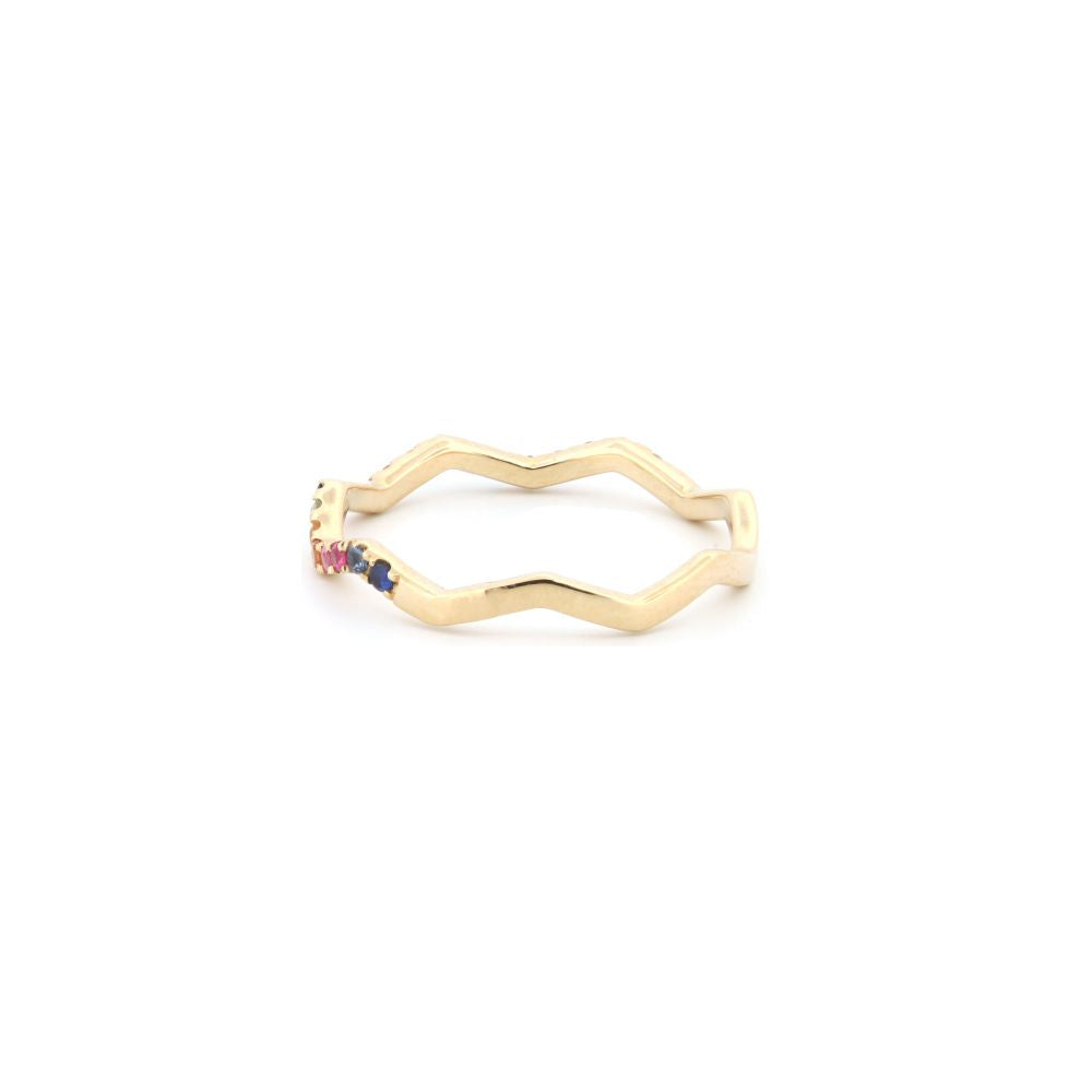 9R677 | 9ct Yellow 0.27ct Rainbow Saph Zigzag ET Ring