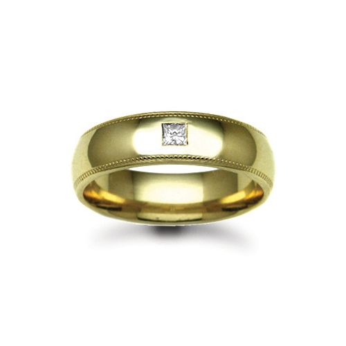 9W017-4 | 9ct Gold Yellow Natural Diamond Rubover set Wedding Ring