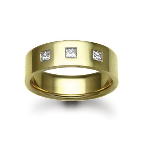 9W029-3 | 9ct Gold Yellow Natural Diamond Rubover set Wedding Ring