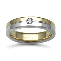 9ct Gold 2 Colour Natural Diamond Rubover set Wedding Ring
