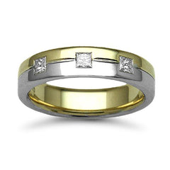 9ct Gold 2 Colour Natural Diamond Rubover set Wedding Ring