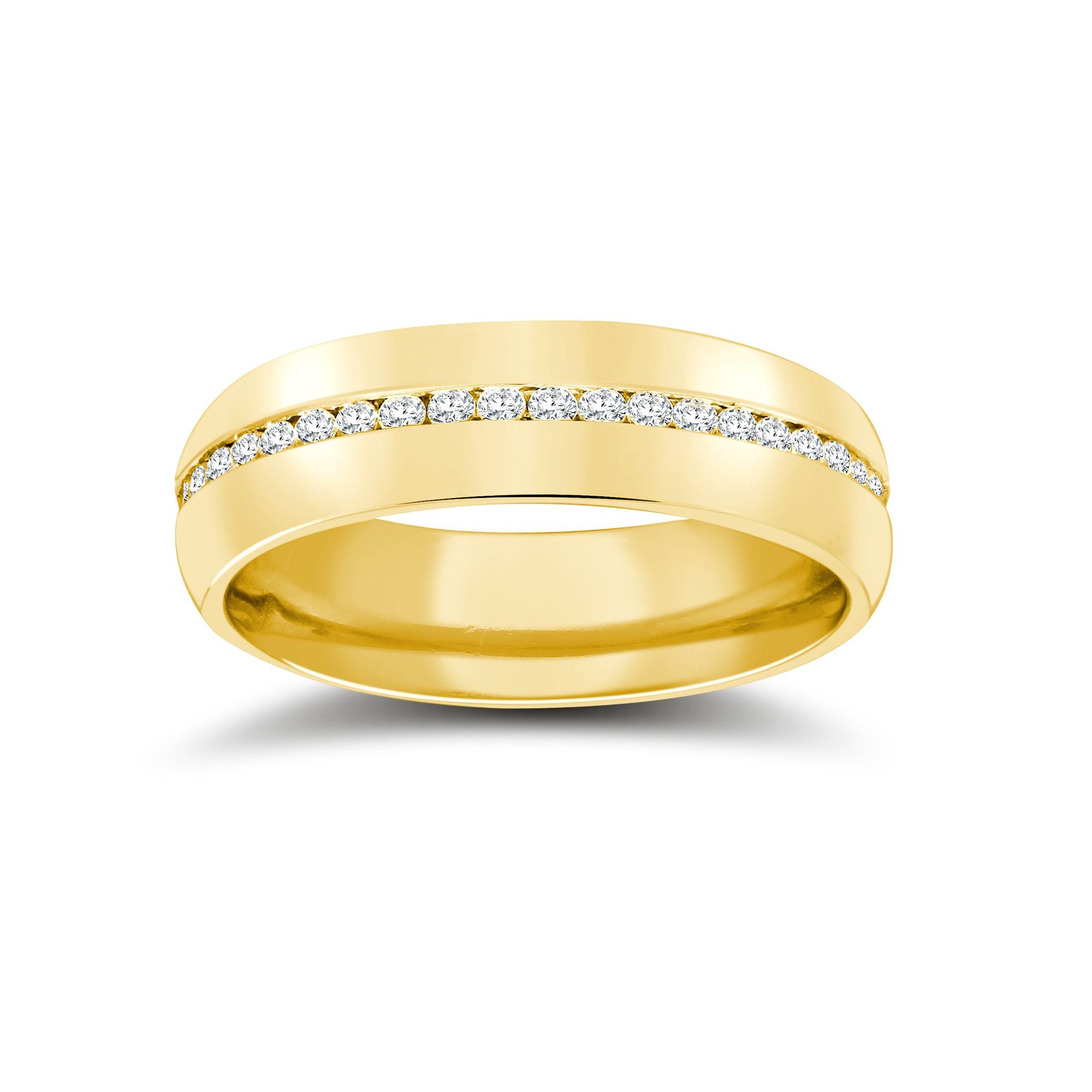 9W061-4(F-Q) | 9ct Yellow Gold RBC Court Natural Diamond Wedding Band Fully Set - 4mm - 50pts