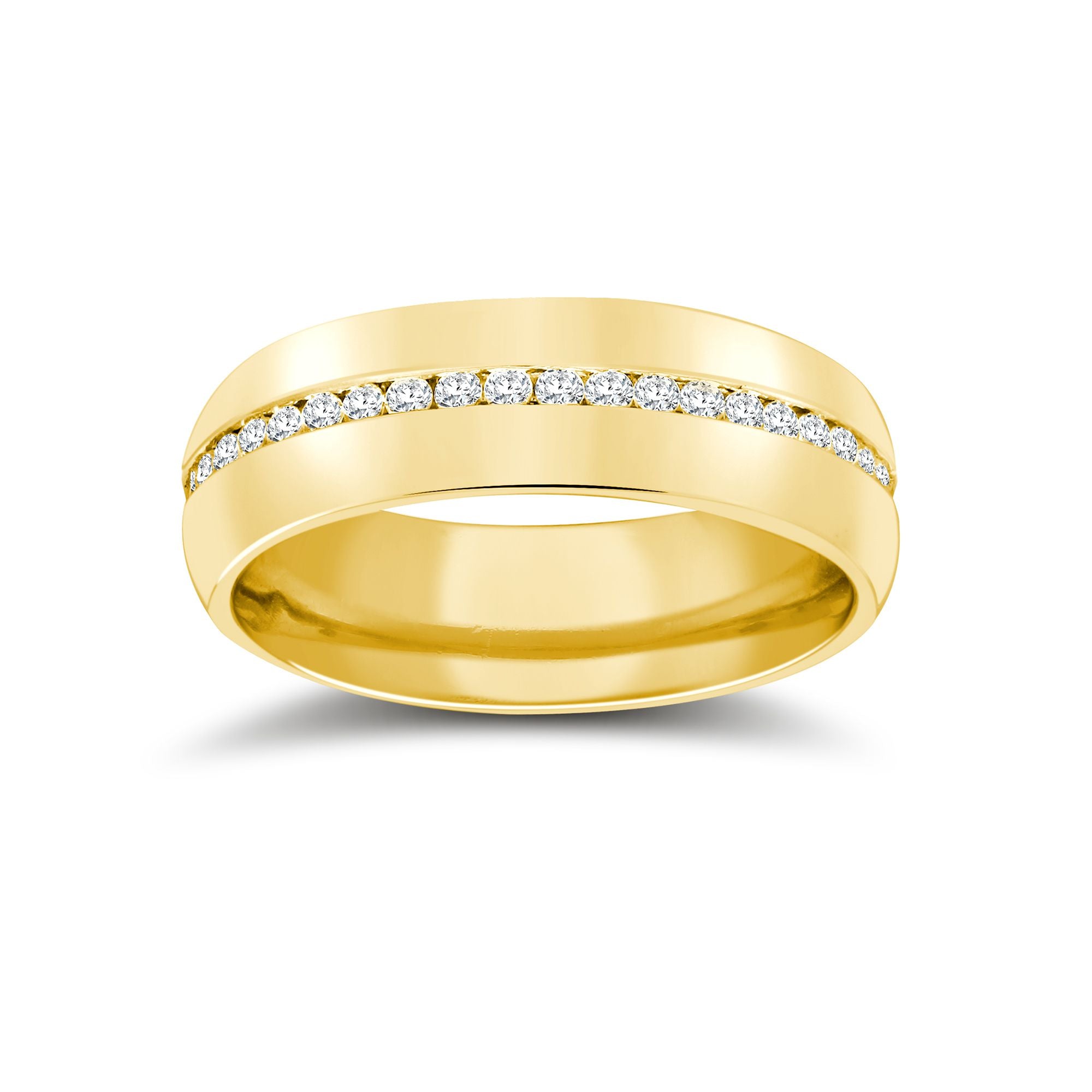 9W061-6(R+) | 9ct Yellow Gold RBC Court Natural Diamond Wedding Band Fully Set - 6mm - 70pts