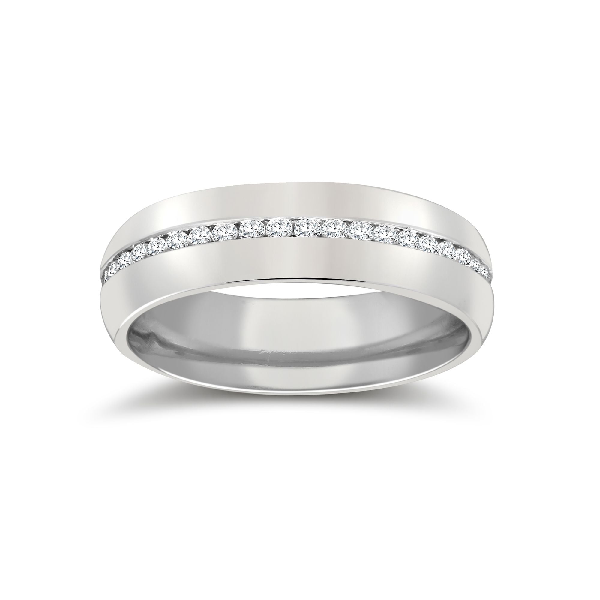 9W062-4(F-Q) | 9ct White Gold RBC Court Natural Diamond Wedding Band Fully Set - 4mm - 50pts