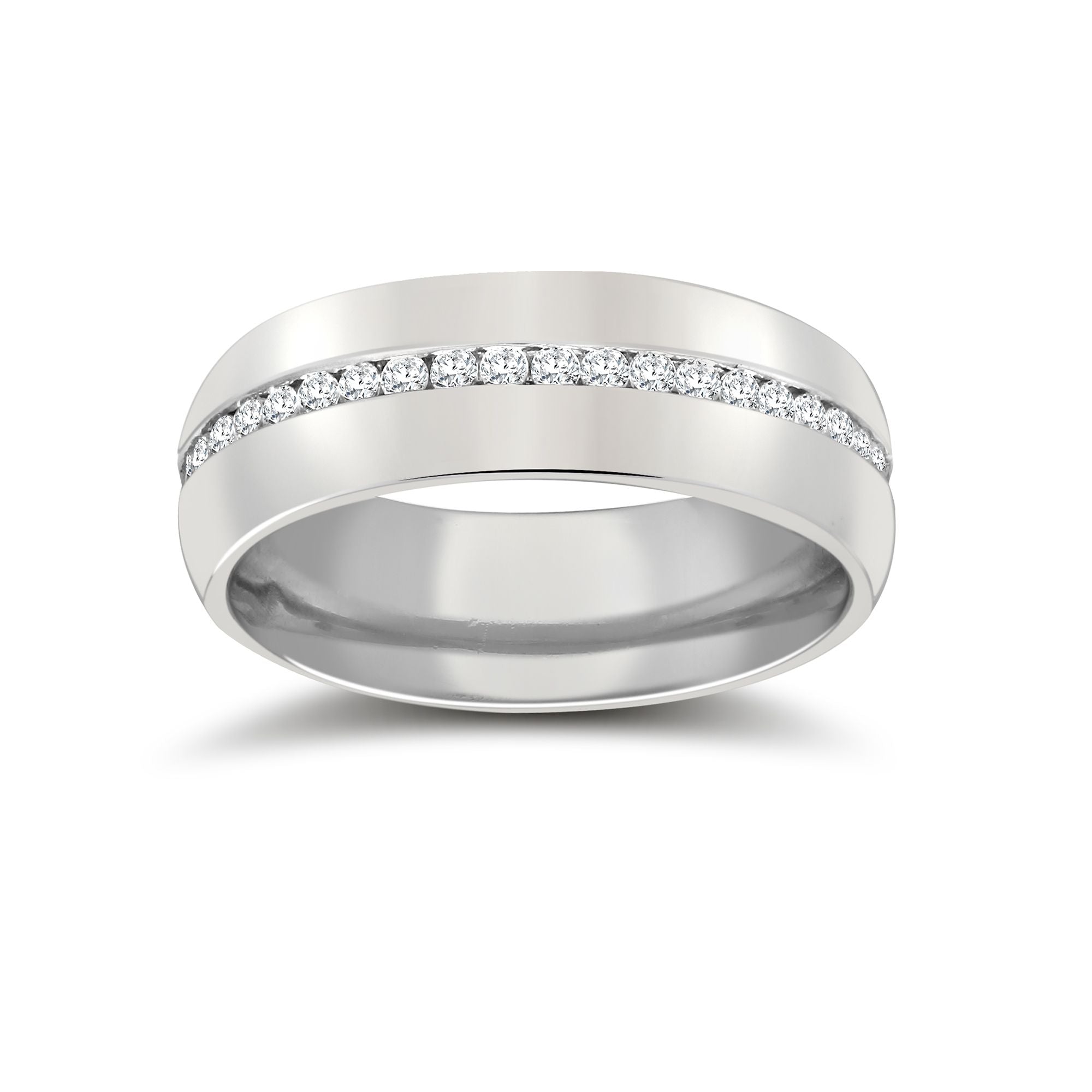 9W062-8(F-Q) | 9ct White Gold RBC Court Natural Diamond Wedding Band Fully Set - 8mm - 80pts