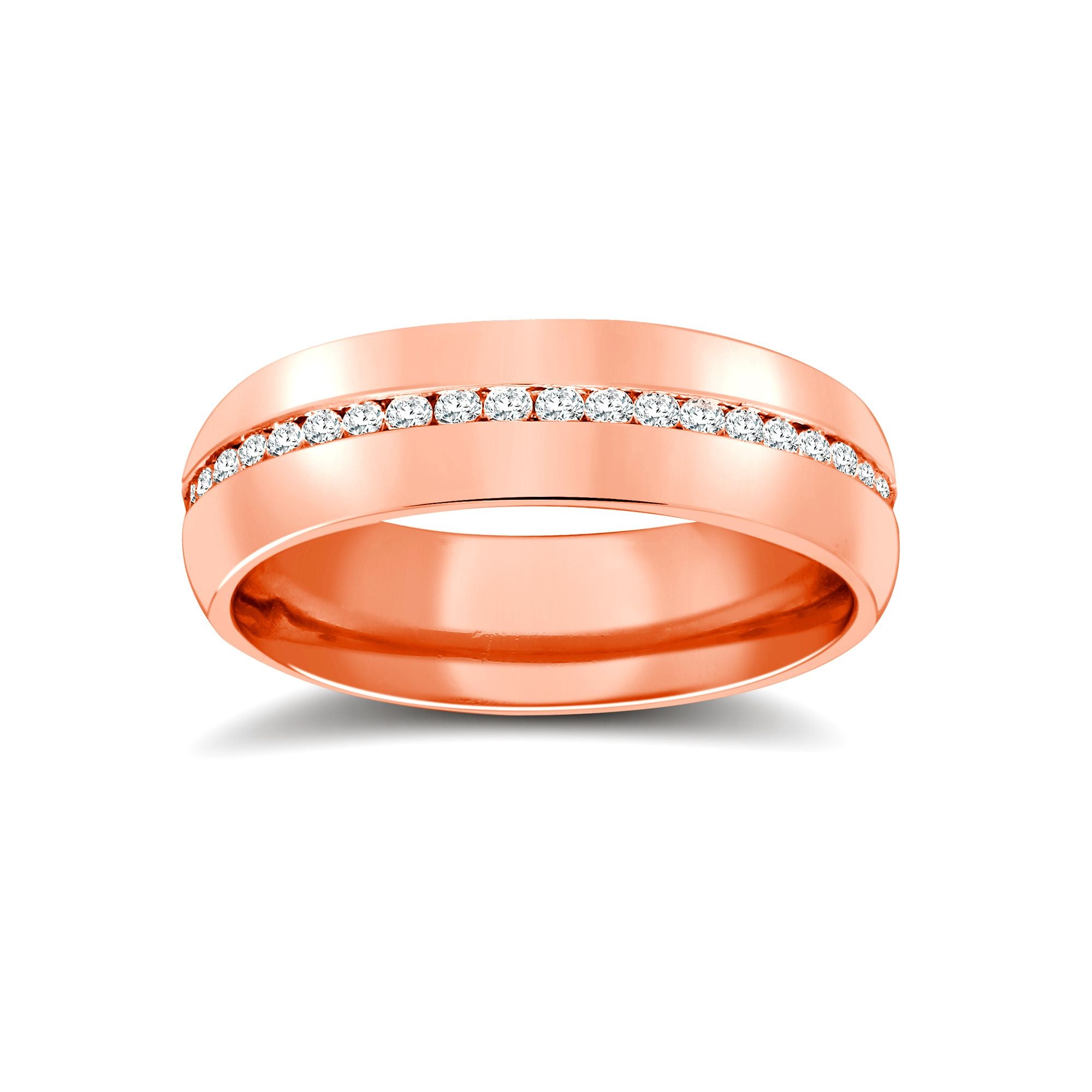 9W063-5(R+) | 9ct Rose Gold RBC Court Natural Diamond Wedding Band Fully Set - 5mm - 50pts