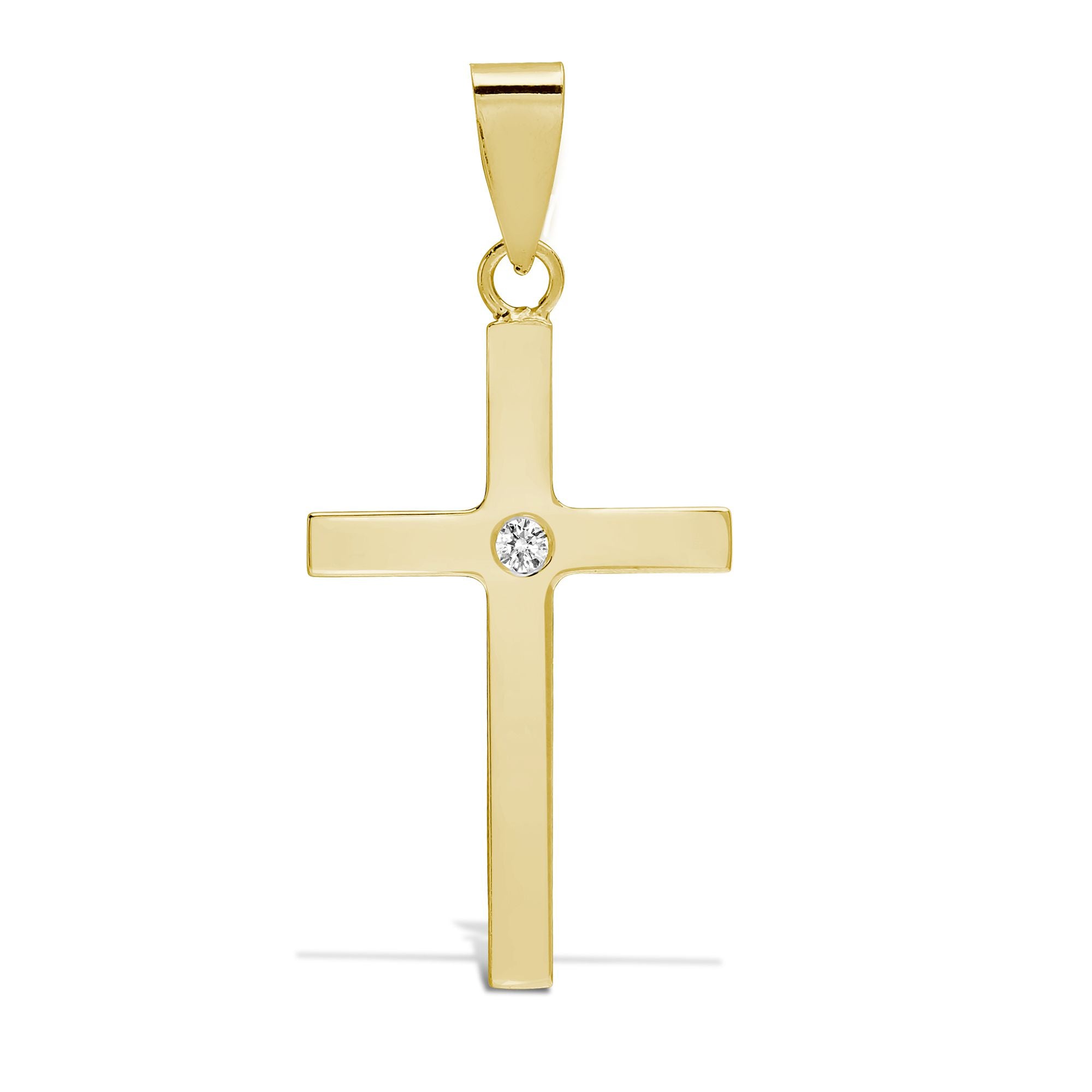 9X087 | 9ct Yellow 0.03ct Invisible Set Natural Diamond Cross