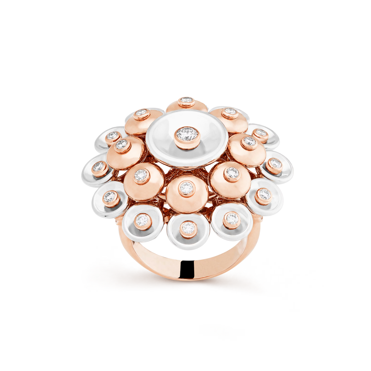 Van Cleef & Arpels Bouton d'Or Ring 18K Rose Gold White Gold Diamond