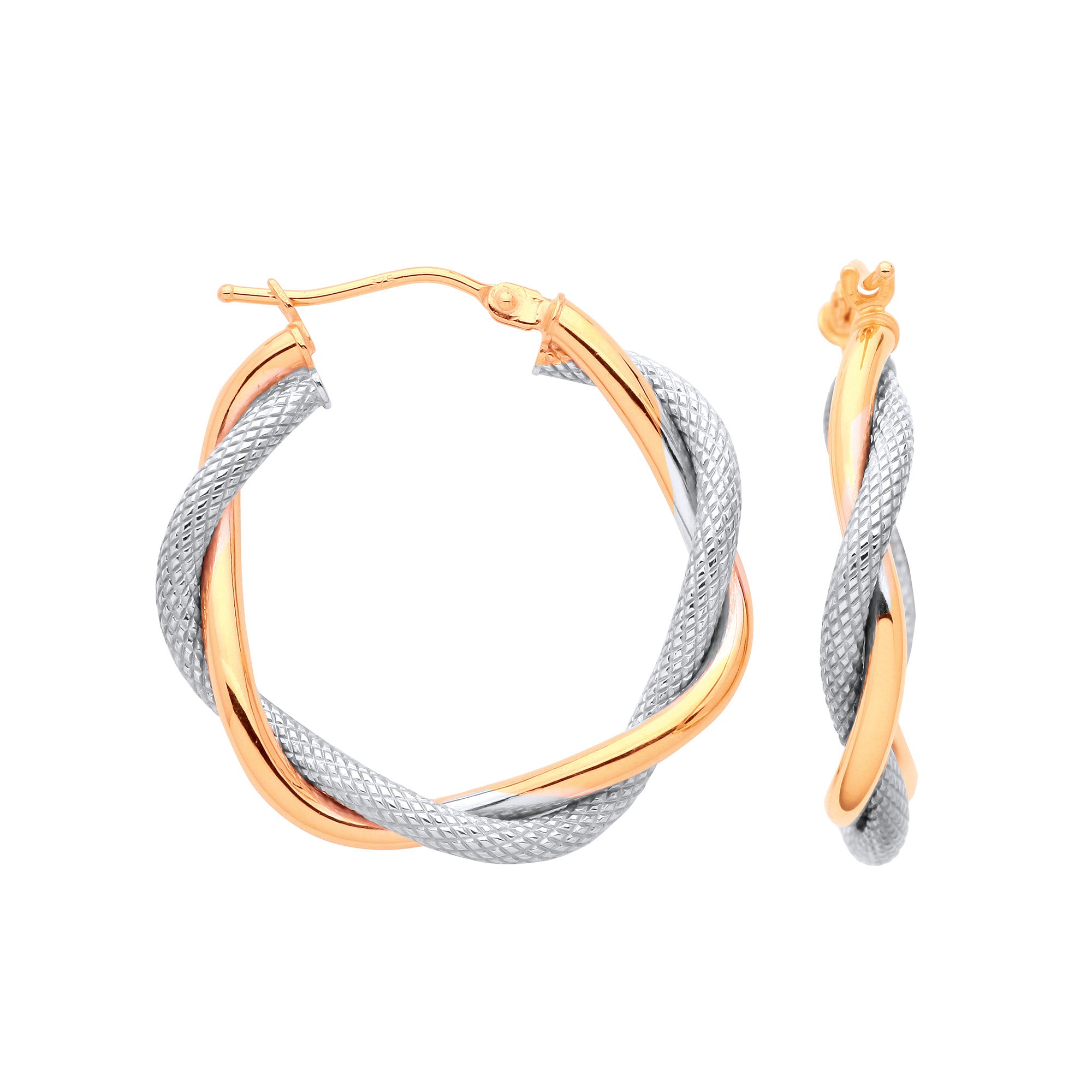 Y & W/G Twisted Hoop Earrings