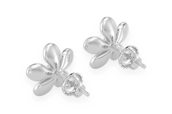 Erkals Jewellers Flower Petal Diamond Stud Earrings 18K Gold 0.02ctw