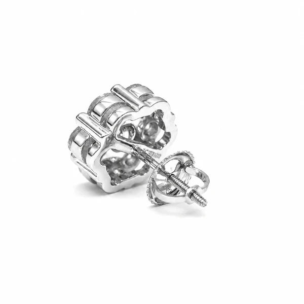Erkals Jewellers Flower Stud Earrings 18K Gold 4.00ctw