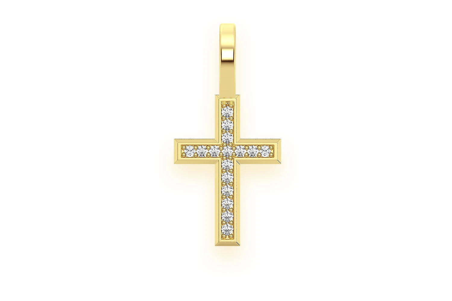 Erkals Jewellers Angled Cross Pendant 18K Gold Diamond 0.05ctw