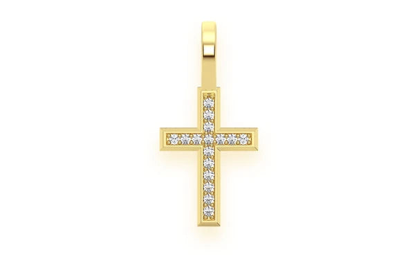 Erkals Jewellers Angled Cross Pendant 18K Gold Diamond 0.05ctw