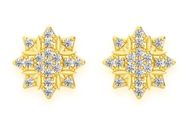 Erkals Jewellers Mini 8 Point Accent Star Stud Earrings 18K Gold 0.10ctw