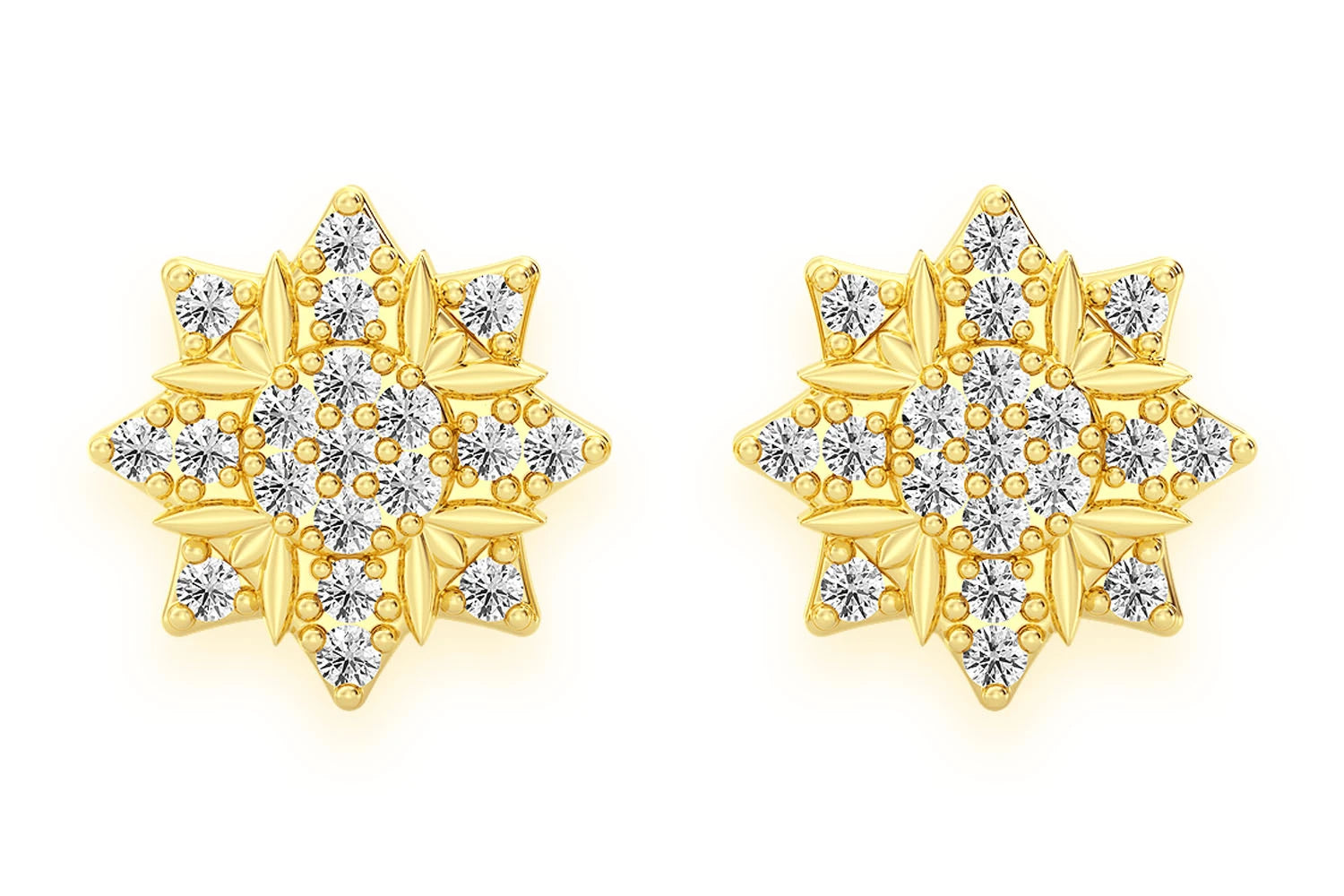 Erkals Jewellers Mini 8 Point Accent Star Stud Earrings 18K Gold 0.10ctw