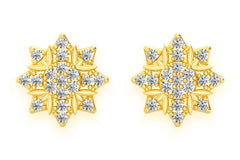 Erkals Jewellers Mini 8 Point Accent Star Stud Earrings 18K Gold 0.10ctw