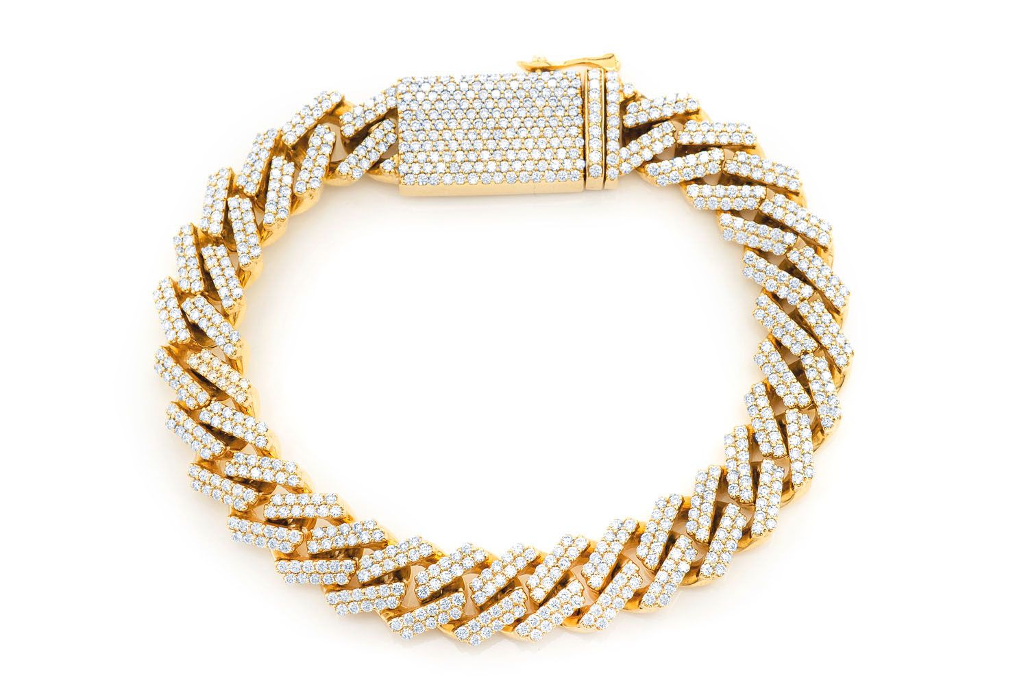 Erkals Jewellers 11mm Raised Diamond Cuban Link Bracelet 18K Gold 8.50ctw