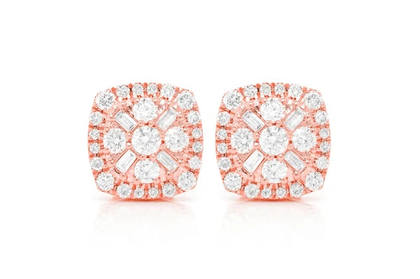 Erkals Jewellers Baguette Flower Stud Earrings 18K Gold 1.00ctw