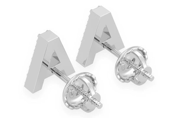 Erkals Jewellers Mini Any Letter Stud Earrings 18K Gold 0.10ctw