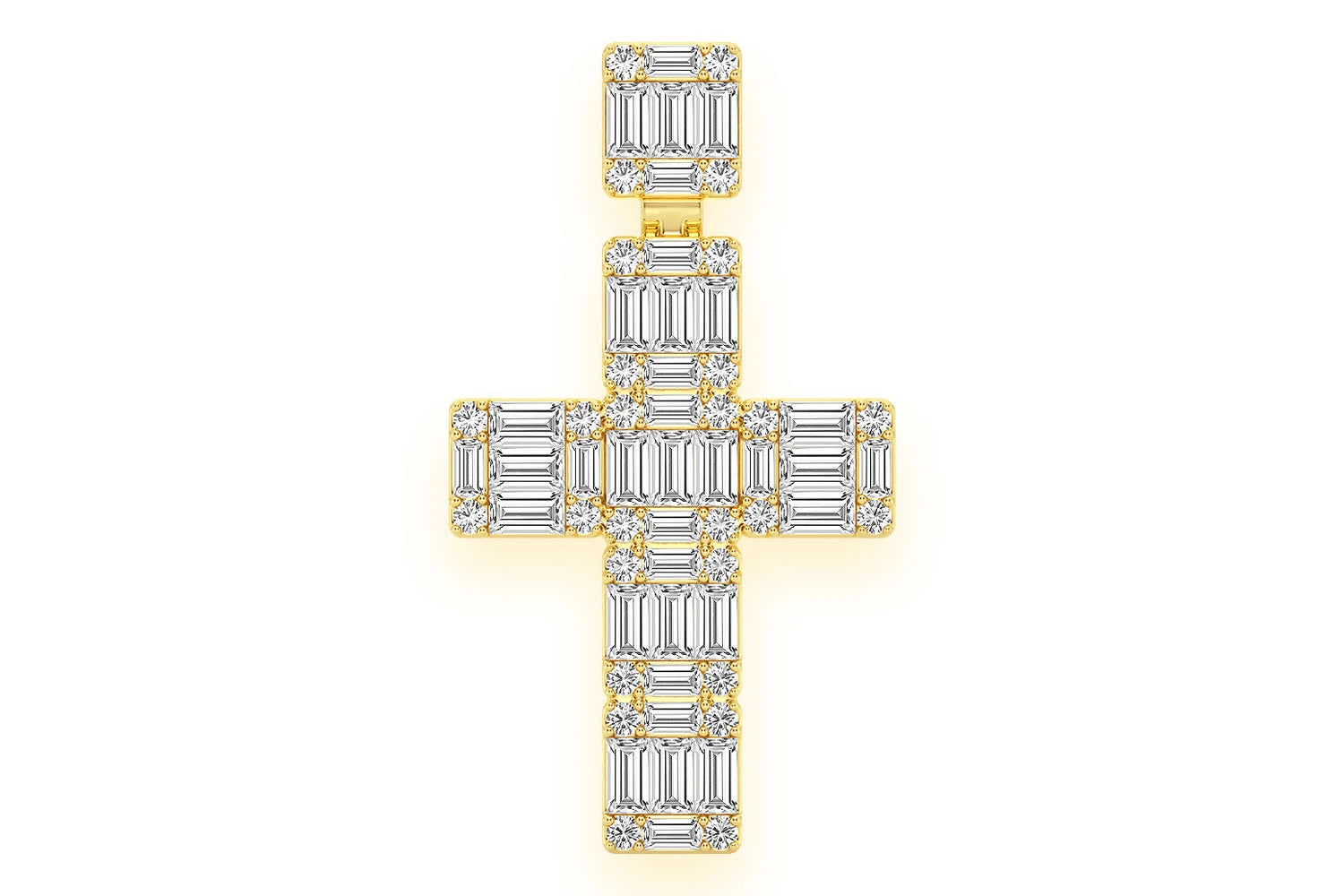 Erkals Jewellers Baguette Cross Pendant 18K Gold Diamond 1.80ctw