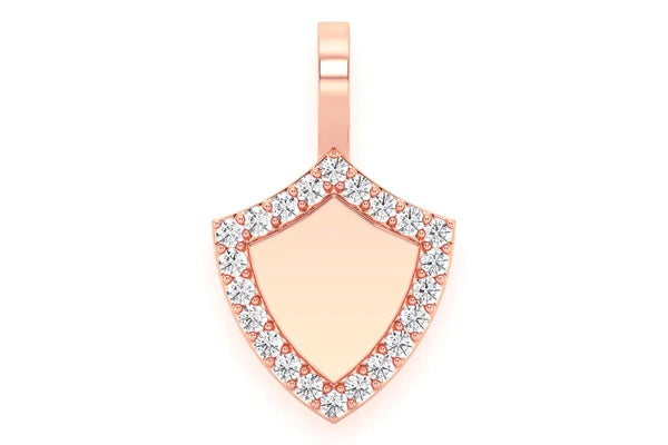 Erkals Jewellers Engravable Shield Pendant 18K Gold Diamond 0.20ctw