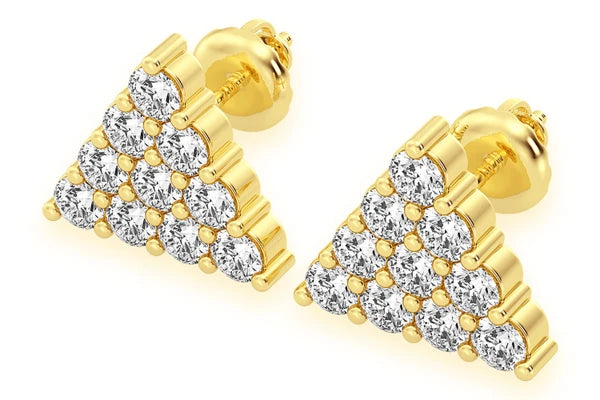 Erkals Jewellers Triangle Stacked Stud Earrings 18K Gold 0.15ctw