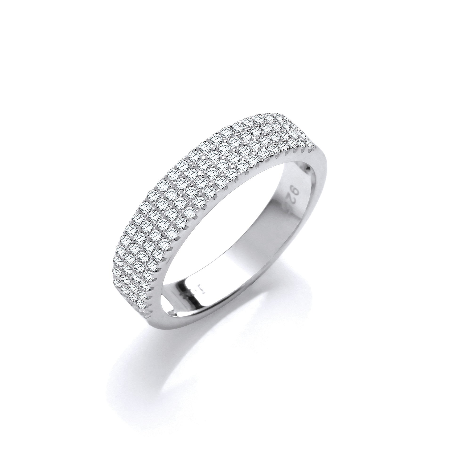 Micro Pave' Half ET Cz Silver Ring