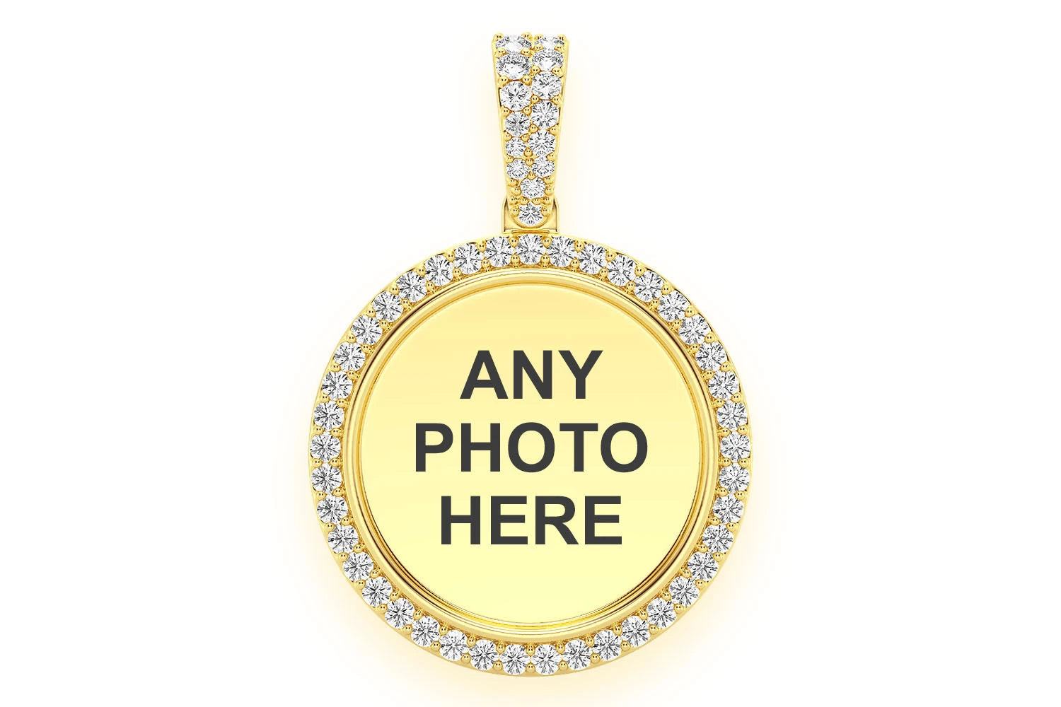 Erkals Jewellers Small Round Picture Memory Pendant 18K Gold Diamond 0.50ctw