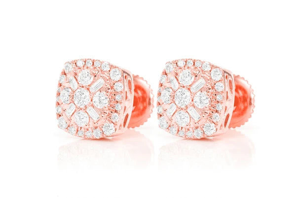 Erkals Jewellers Baguette Flower Stud Earrings 18K Gold 1.00ctw