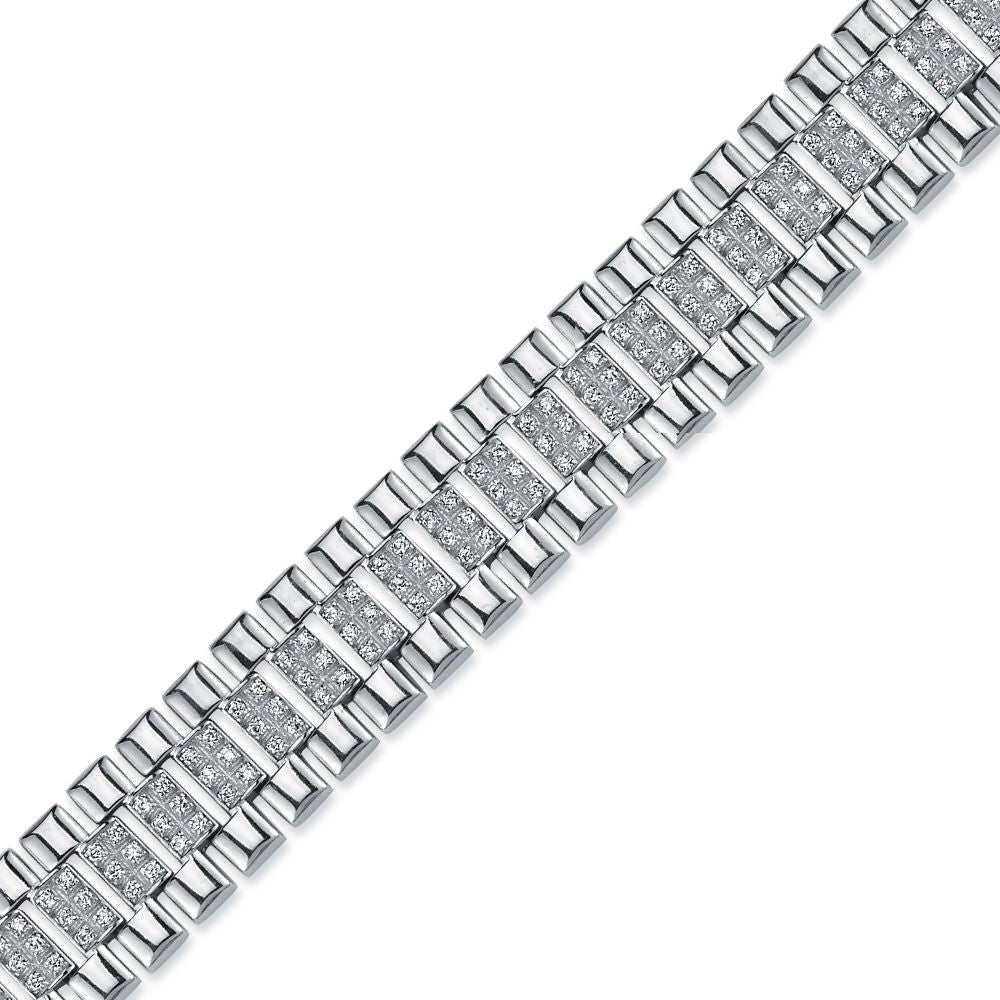ABB165B-8.5 | 925 Silver CZ Set Watch Bracelet