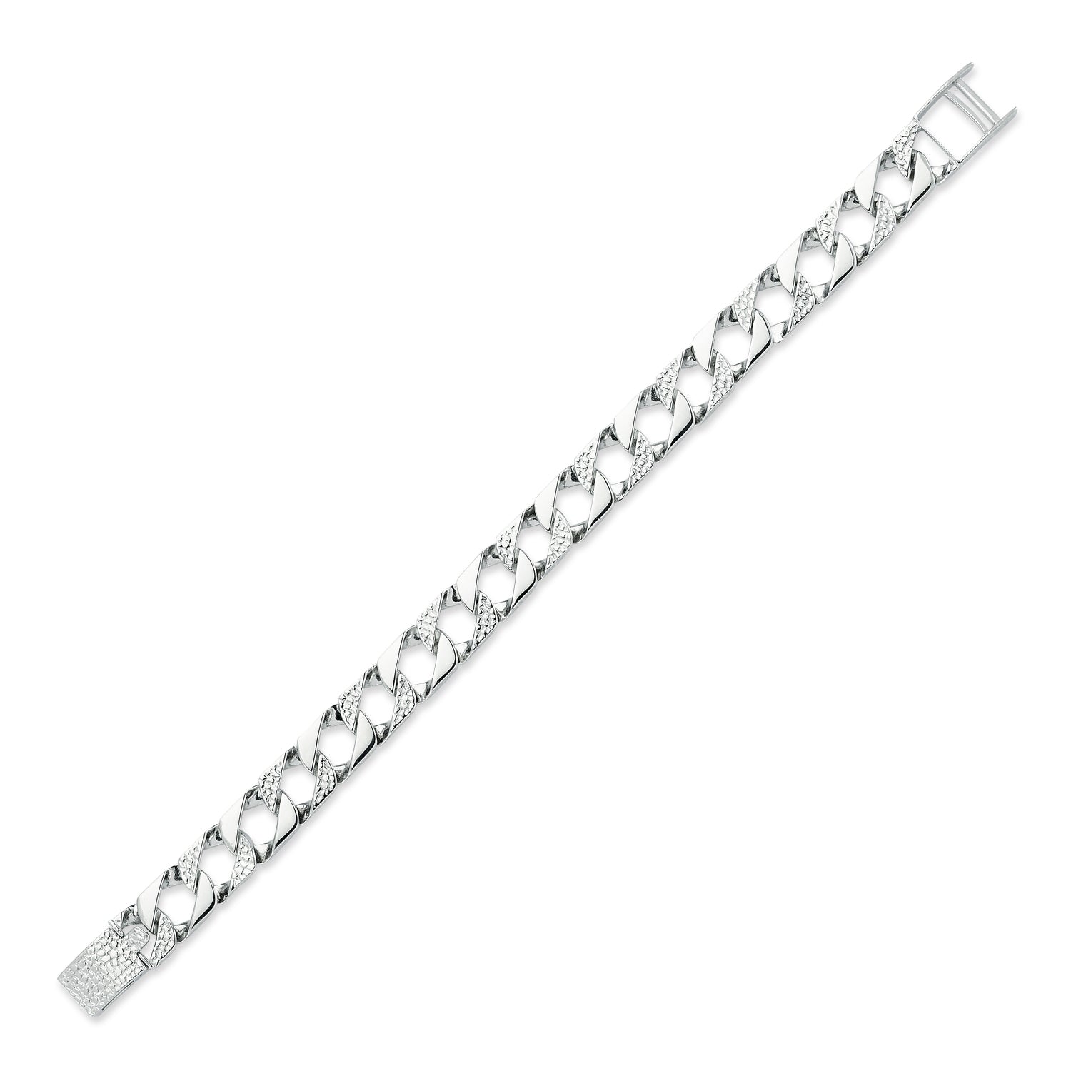 ABB166B-8.5 | 925 Silver Cast Lizard and Plain Curb Bracelet