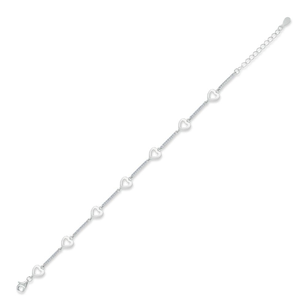 925 Silver Cubic Zirconia Heart Bracelet