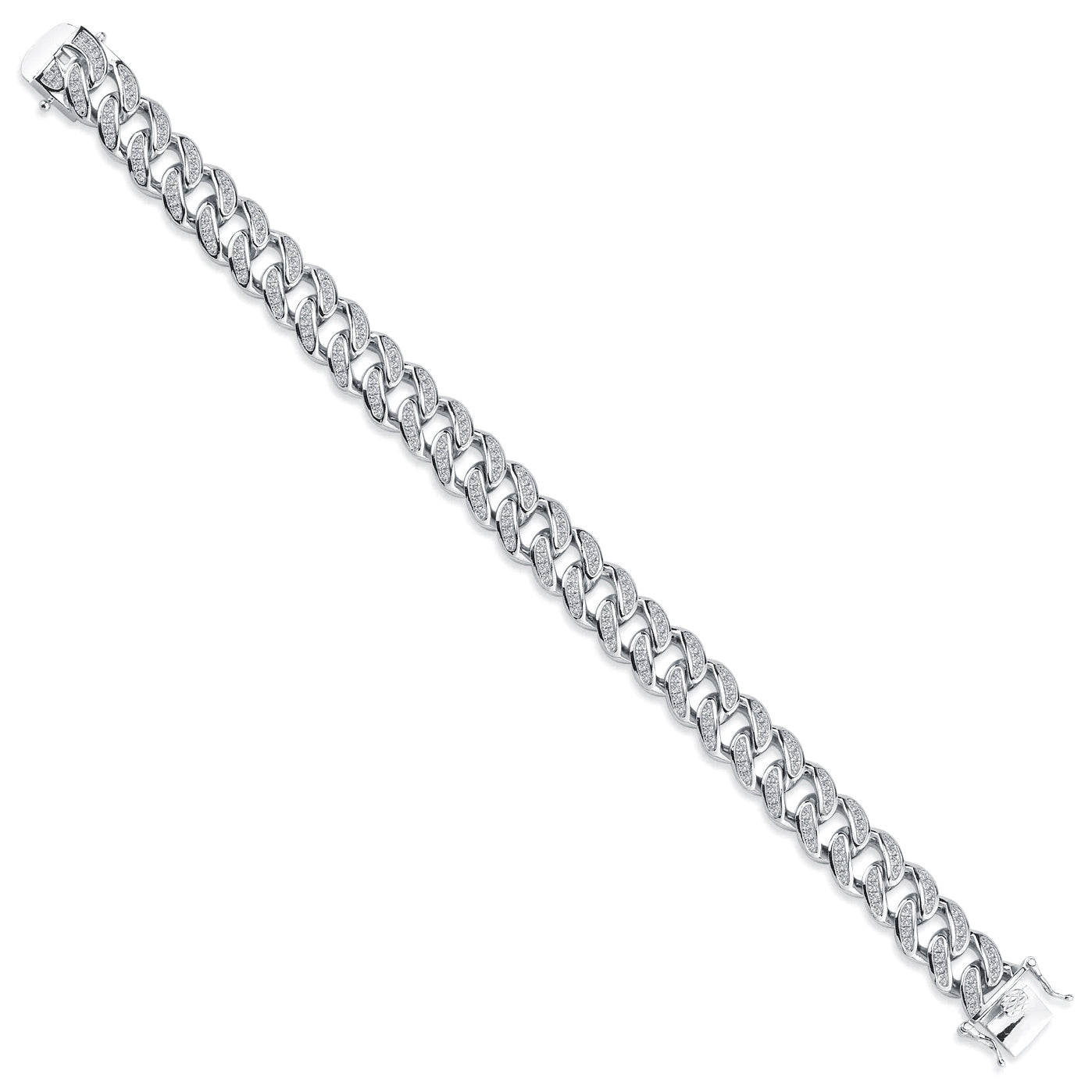 925 Silver Cubic Zirconia Set Cuban Bracelet