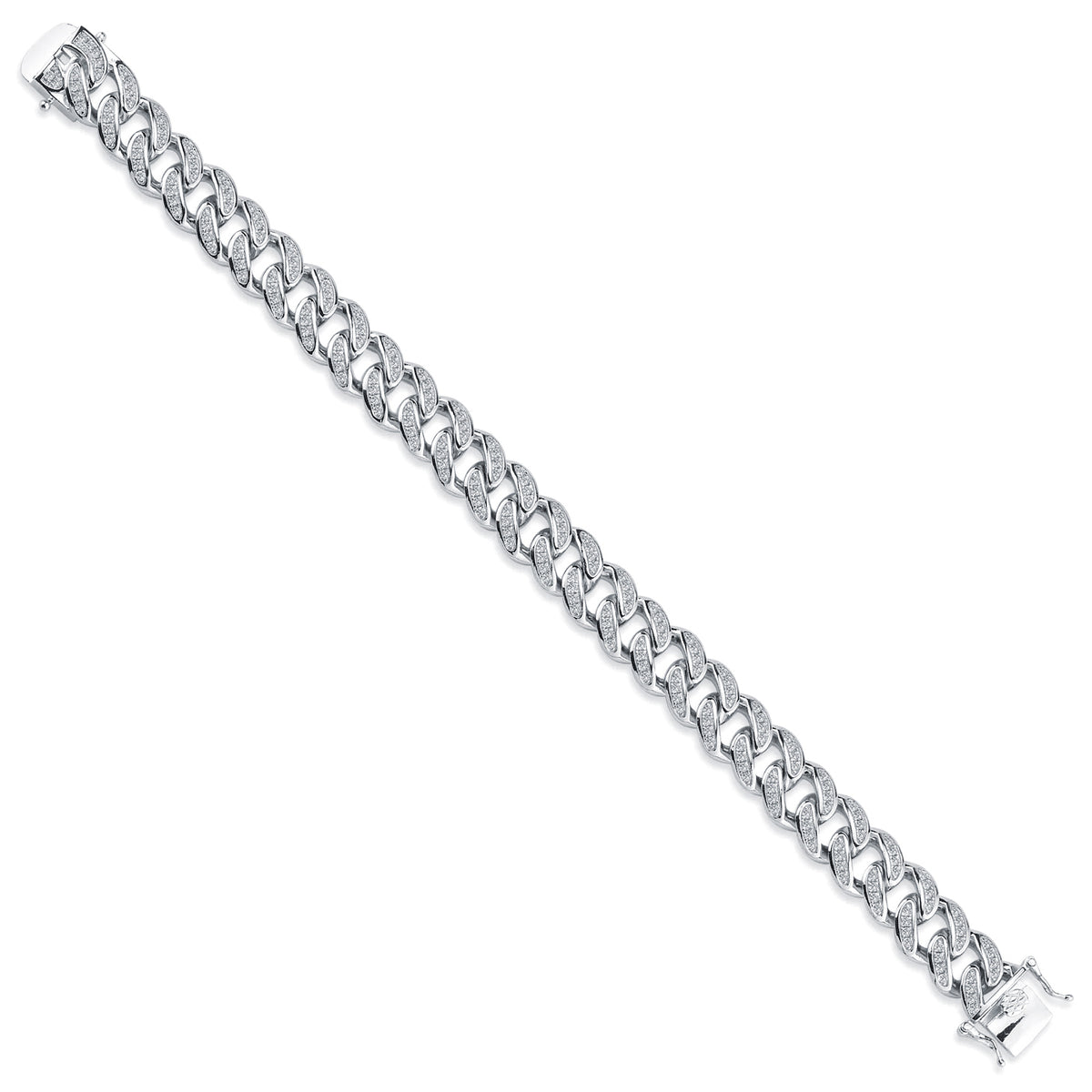 925 Silver Cubic Zirconia Set Cuban Bracelet
