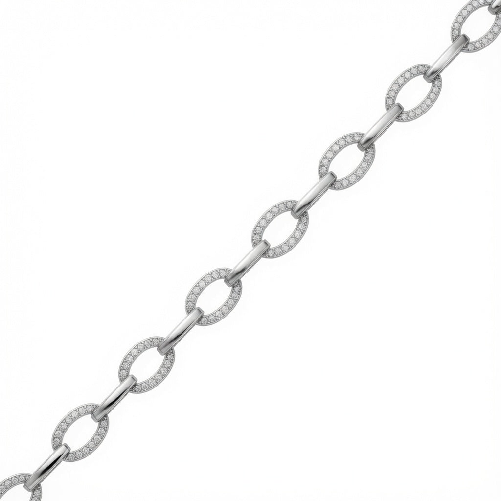 925 Silver Rhodium Plated Cubic Zirconia Set Bracelet