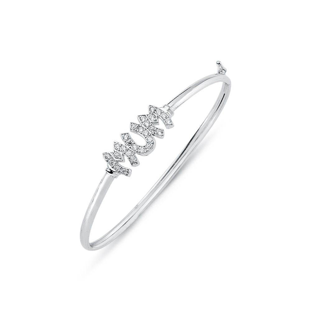 925 Silver Cubic Zirconia Set Mum Bangle