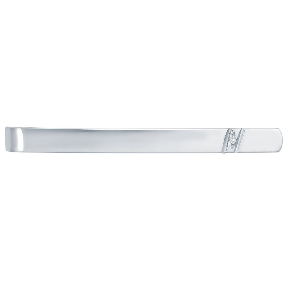 925 Silver Natural Diamond Set Tie Slide