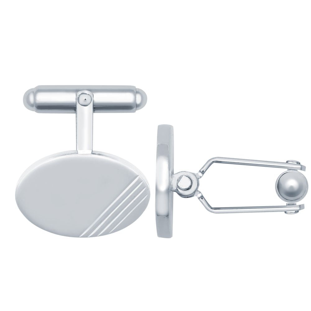 ACL023 | JN Jewellery 925 Silver Diamond Cut Oval Cufflinks Swivel Backs