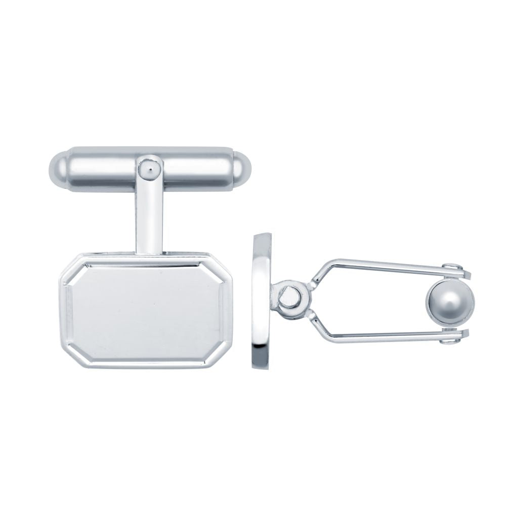 ACL025 | JN Jewellery 925 Silver Engine Turned Rectangular Cufflinks Swivel Backs