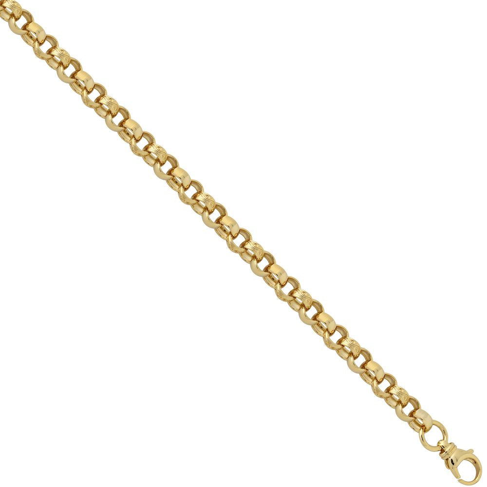 ACN002J-GP-8.5 | 925 Sterling Silver Patterned & Plain Belcher Bracelet